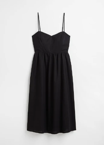 Черное коктейльное платье клеш H&M однотонное