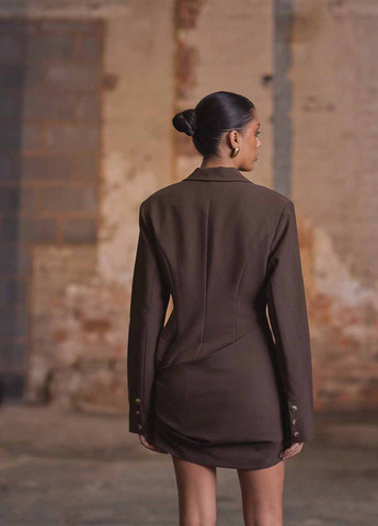 Темно-коричнева святковий, ділова сукня сукня-жакет SHEIN однотонна