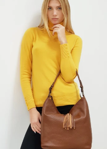 Модний жіночий коричнева сумочка шкіряна велика повсякденна на плече 1970 Fashion Сумка (225899874)