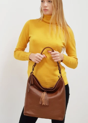 Модний жіночий коричнева сумочка шкіряна велика повсякденна на плече 1970 Fashion Сумка (225899874)