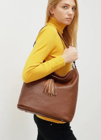 Модний жіночий коричнева сумочка шкіряна велика повсякденна на плече 1970 Fashion Сумка (225899874)