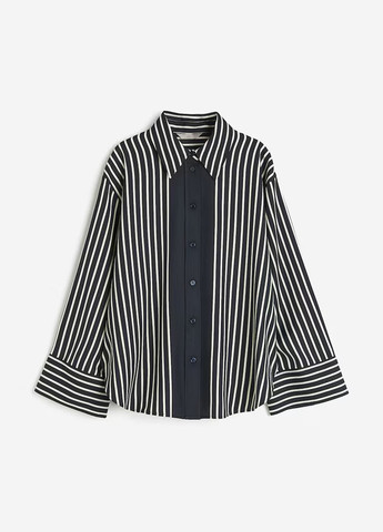 Черно-белая кэжуал рубашка в полоску H&M