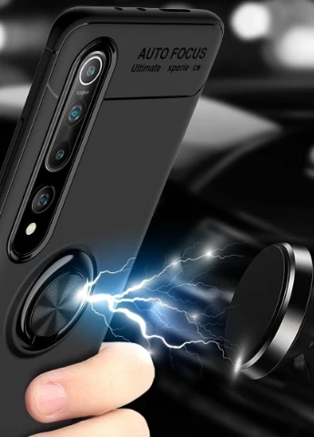 TPU чохол ColorRing під магнітний тримач (opp) для Xiaomi Mi 10 / Mi 10 Pro Чорний / Чорний (is_00000035400_5) Deen (237834973)