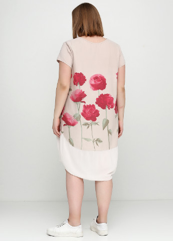 Бежевое кэжуал платье Moda Italia с цветочным принтом