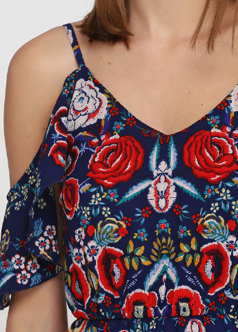 Комбинированное кэжуал платье с открытыми плечами Miami by Francesca's с цветочным принтом