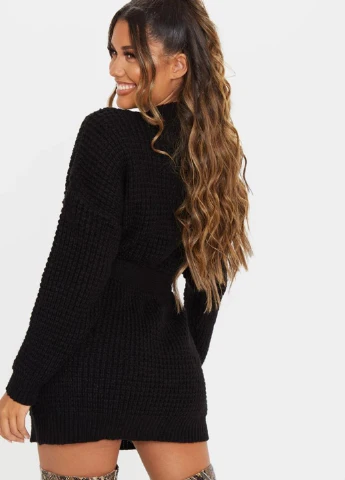 Черное кэжуал платье платье-свитер PrettyLittleThing однотонное