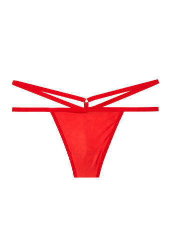 Трусы Victoria's Secret стринги однотонные красные повседневные трикотаж, полиамид