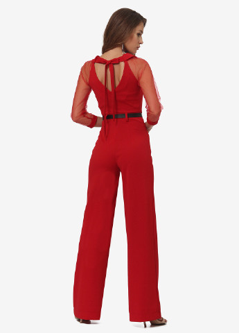 Комбінезон Lila Kass комбінезон-брюки однотонний червоний кежуал поліестер, трикотаж, фатин