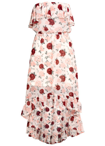 Бежева кежуал плаття, сукня з відкритими плечима H&M з квітковим принтом