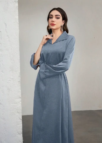 Сіро-синя святковий, ділова сукня а-силует SHEIN однотонна