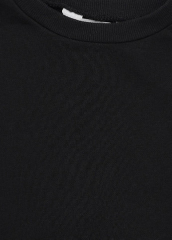 H&M свитшот однотонный черный кэжуал хлопок, трикотаж