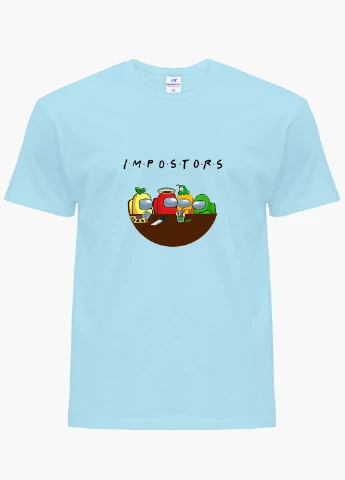 Блакитна демісезонна футболка дитяча амонг ас (among us) (9224-2415) MobiPrint