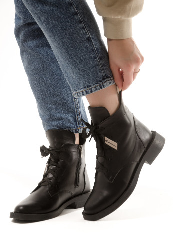 Черные женские ботинки челси на молнии со шнуровкой