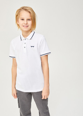 Белая детская футболка-рубашка для мальчика SELA