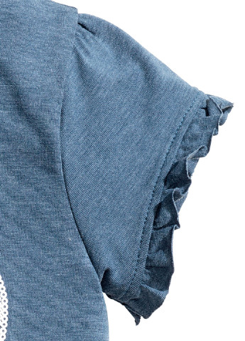 Синяя летняя футболка с коротким рукавом H&M