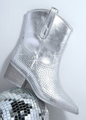 Осенние полусапоги казаки SHEIN со стразами из искусственной кожи