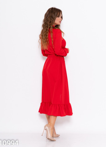 Красное повседневный платье женское рубашка ISSA PLUS однотонное