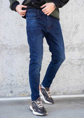 Синие демисезонные зауженные джинсы мужские GN4-46 ISSA PLUS