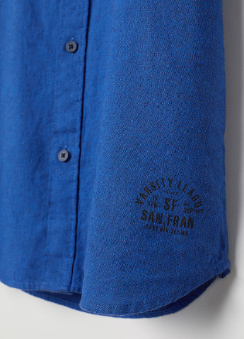 Сорочка H&M однотонна синя кежуал