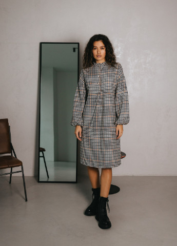 Чорно-білий повсякденний сукня ST-Seventeen в клітинку
