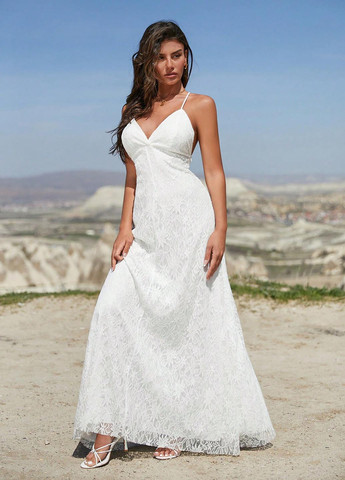 Білий святковий сукня з відкритою спиною SHEIN однотонна