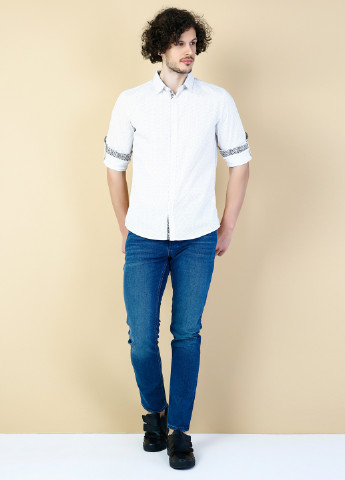 Белая кэжуал рубашка однотонная Colin's с коротким рукавом