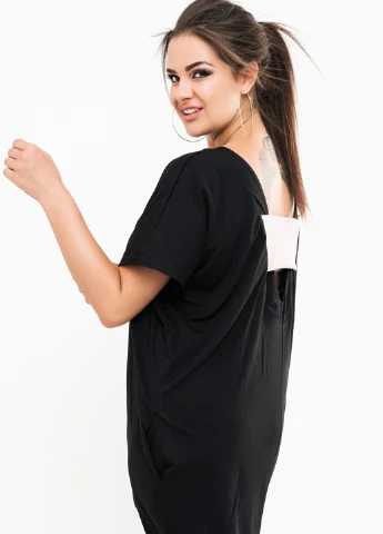 Черное кэжуал платье New Style однотонное
