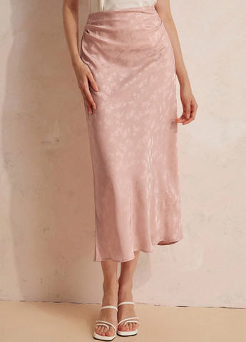Светло-розовая кэжуал, вечерний однотонная юбка SHEIN