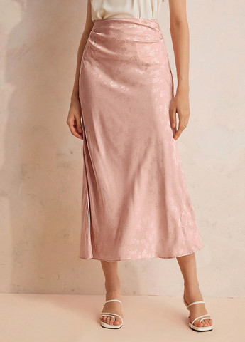 Светло-розовая кэжуал, вечерний однотонная юбка SHEIN