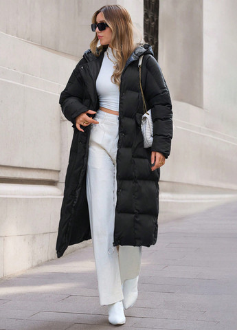 Черное зимнее Пальто оверсайз SHEIN