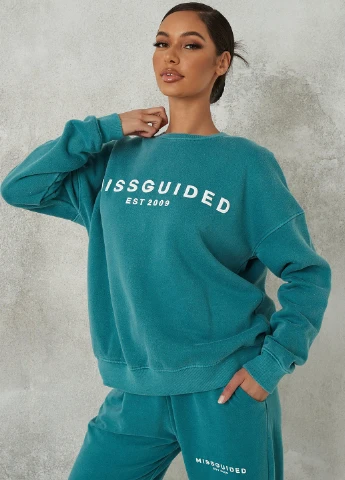 Морской волны свитшот Missguided надпись без декора (260955537)