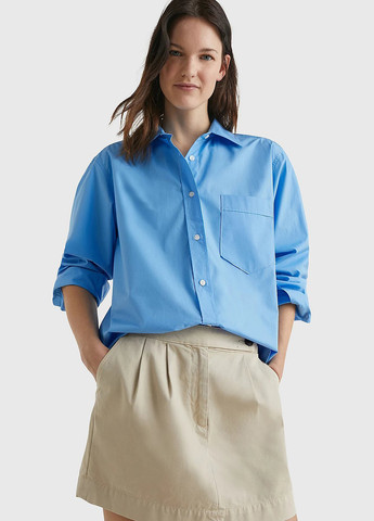 Голубой классическая рубашка однотонная Tommy Hilfiger