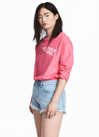 H&M свитшот надпись розовый кэжуал модал, хлопок