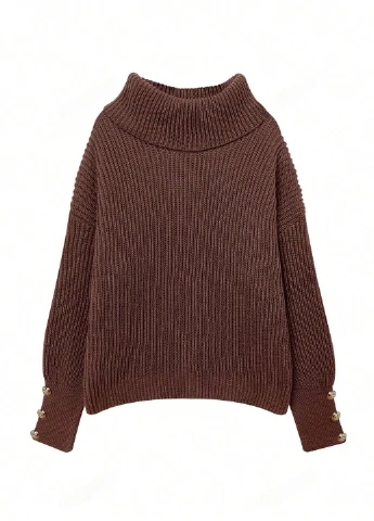 Кофейный зимний свитер SHEIN