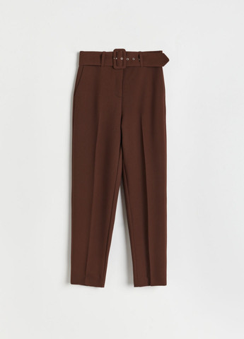 Темно-коричневые кэжуал демисезонные зауженные, укороченные брюки Reserved