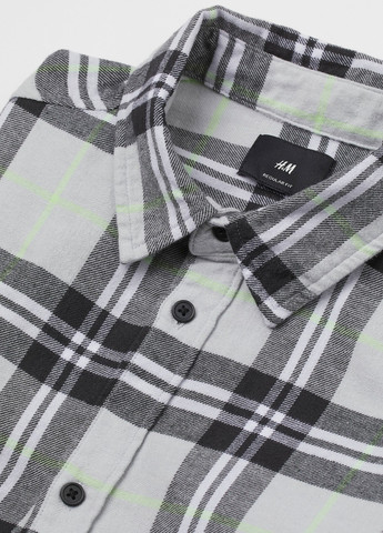 Светло-серая кэжуал рубашка в клетку H&M