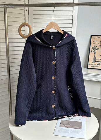 Темно-синий демисезонный кардиган SHEIN