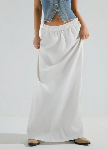 Кремовая кэжуал однотонная юбка SHEIN