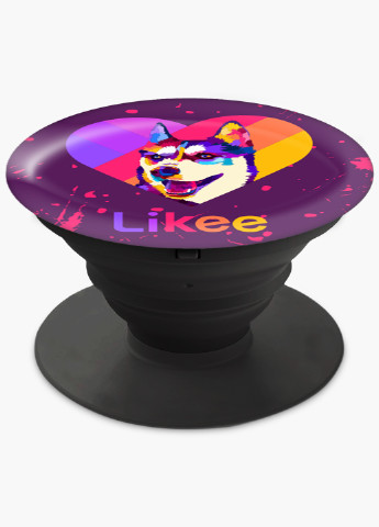 Попсокет (Popsockets) тримач для смартфону Лайк Лайка (Likee) (8754-1598) Чорний MobiPrint (216748410)