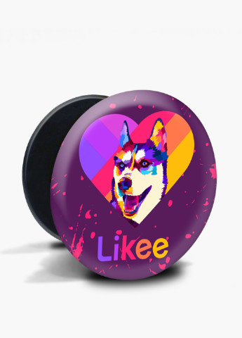 Попсокет (Popsockets) тримач для смартфону Лайк Лайка (Likee) (8754-1598) Чорний MobiPrint (216748410)