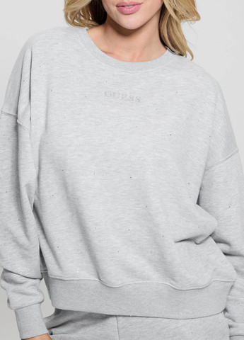Сірий світшот Guess однотонний стрази (367035448)
