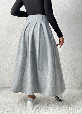 Серая офисная, кэжуал меланж юбка SHEIN клешированная