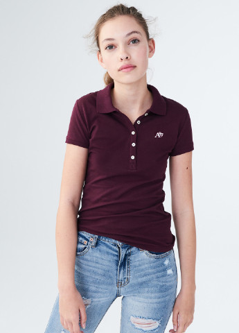 Бордовая женская футболка-поло Aeropostale однотонная
