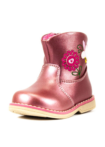 Детские розовые осенние кэжуал ботинки с рисунком для девочки