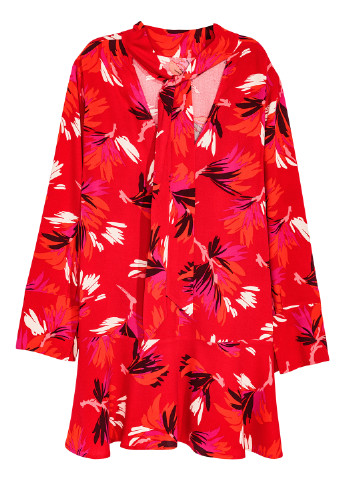 Червона кежуал плаття, сукня а-силует H&M з абстрактним візерунком