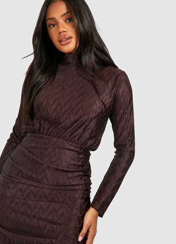 Кавова кежуал сукня сукня-водолазка, силуетна Boohoo з геометричним візерунком