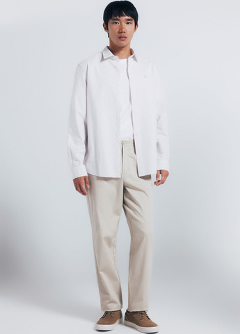 Светло-бежевая классическая, кэжуал рубашка в полоску Springfield