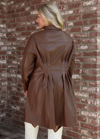 Коричневое кэжуал платье рубашка SHEIN однотонное