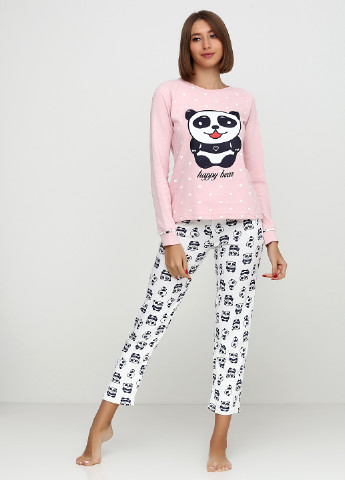 Светло-розовый демисезонный комплект утепленный (лонгслив, брюки) Fawn Pijama