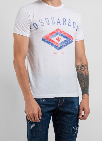 Белая белая футболка с логотипом Dsquared2